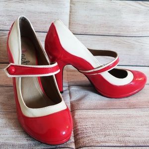 Rockabilly Pinup style Patent Red Mary Jane Heel